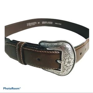 NOCONA Brown Leather Belt w/Silver Buckle SM 26